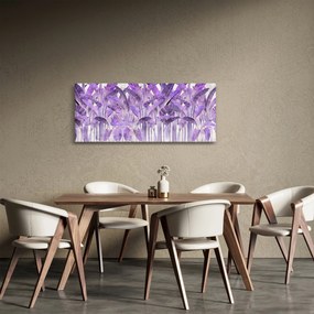 Tablou - Frunze violet în tencuială (120x50 cm)