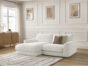 Colțar alb cu tapițerie din chenille (cu colț pe partea stângă/cu șezlong) Leonore – Bobochic Paris