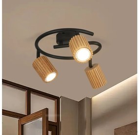 Brilagi - Plafonieră cu spoturi MODERN WOOD 3xGU10/8W/230V lemn de cauciuc/negru