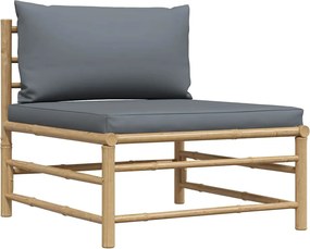 vidaXL Canapea de mijloc pentru grădină, perne gri închis, bambus