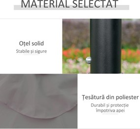 Outsunny Umbrelă de Grădină Inclinabilă Ø265 cm cu 32 Lumini LED Solare și Manivelă, Umbrelă de Exterior cu 8 Spițe, din Oțel și Poliester, pentru Patio, Curte, Balcon, Terasă, Gri | Aosom Romania