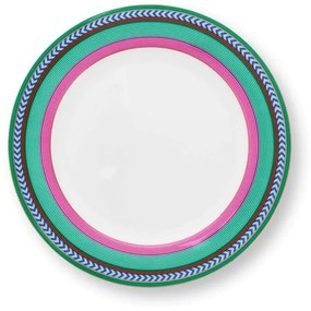 Farfurie din porțelan, Pip Studio, Stripes Pink-Green, 23cm, colecția Pip Chique