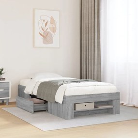 vidaXL Cadru de pat, gri sonoma, 75x190 cm, lemn prelucrat