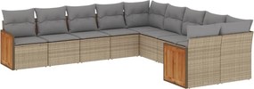vidaXL Set canapele de grădină cu perne, 10 piese, bej, poliratan