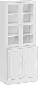 HOMCOM Mobilier de Bibliotecă cu 2 Dulapuri, Rafturi și Uși din Sticlă Alb | Aosom Romania