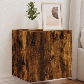 vidaXL Comodă TV de perete cu LED, 2 buc. stejar fumuriu, 40,5x35x40cm