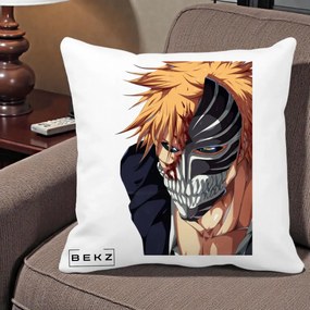 Perna Personalizata Bleach Ichigo Masca Hollow, 40x40 cm, Alba Mata, Husa Detasabila, Perna Inclusa, BEKZ®
