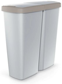 Coș de gunoi DUO gri, 50 l, maro/gri