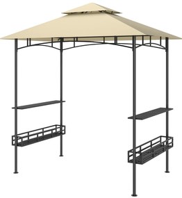 Outsunny Cort de Grătar, Cort de BBQ, Foisor de Grădină cu 2 Rafturi, Coșuri de Depozitare, Carlige, pentru Terasă, Bej | Aosom Romania
