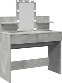 vidaXL Masă de toaletă cu LED, gri beton, 100x40x130 cm