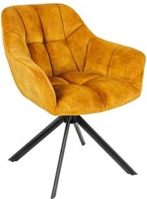 Set 2 scaune pivotante Papillon, catifea galben mustar