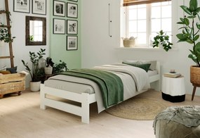 Expedo Pat din lemn masiv HEUREKA + somiera GRATUIT, 120x200, alb