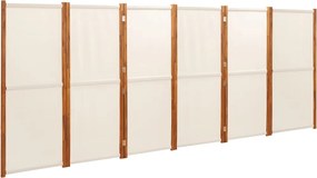 vidaXL Paravan de cameră cu 6 panouri, alb crem, 420x180 cm