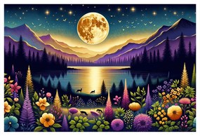 Tablou peisaj romantic cu lună plină