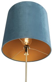 Lampă de podea auriu/alamă cu abajur din catifea albastră 40/40 cm - Parte