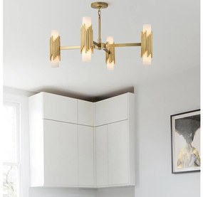 Elstead MARVELE8-AB-OPAL - Lustră MARVELE pe tijă, 8xE14/40W/230V, cu finisaj auriu