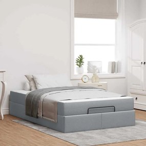 vidaXL Cadru de pat cu saltea Gri deschis 120 x 200 cm țesătură