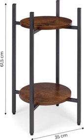 Suport pentru flori Loft - raft cu 2 etaje cu rafturi rotunde din lemn