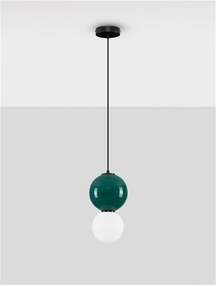 Pendul LED decorativ portelan jasper, sticla alb, NOESIS