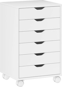 HOMCOM Sertar de Birou cu 6 Sertare Soft Close, 4 Roți, Sertar de Birou pentru Scrisori/Format A4, Dulap Vertical pentru Studio Imprimantă, 40x35x63 cm, Alb | Aosom Romania