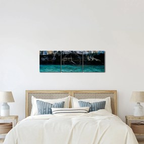 Tablou cu apă și stâci (cu ceas) (90x30 cm)