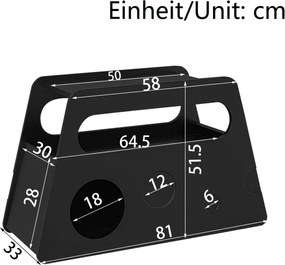 Măsuță laterală cu roți, colțuri rotunjite, mobilă, economisitoare de spațiu, pentru living și dormitor, 81x33x51,5 cm, Negru