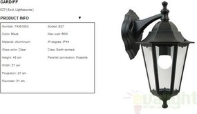 Aplica de perete exterior IP44 Cardiff Down 74381003NL