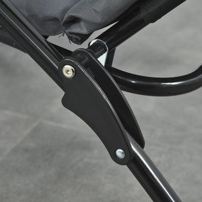 Outsunny Șezlong pliabil înclinat 6 poziții, mare confort, cu saltea + cotiere, oțel poliester gri | Aosom Romania