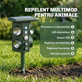 Outsunny Dispozitiv de Alungare a Animalelor, Repelent Ultrasonic | Aosom Romania