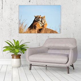 Tablou - Tigroaica cu pui (90x60 cm)