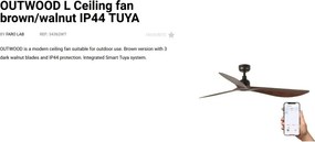 Ventilator tavan de exterior smart sistem TUYA si telecomanda IP44 OUTWOOD L maro/nuc