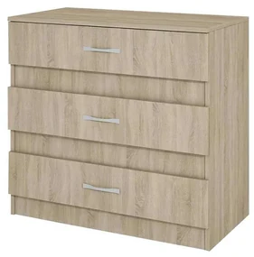 Comoda Ilia, 80x43.5x76 cm, 3 sertare, culoare sonoma, pal