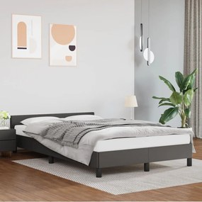 347493 vidaXL Cadru de pat cu tăblie, gri, 120x200 cm, piele ecologică