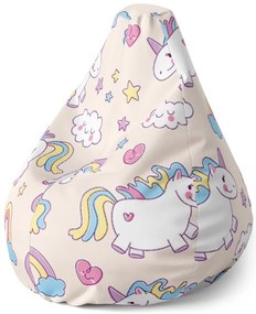 Sac de șezut Pear unicorni - pentru copii, colorat