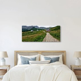 Tablou - Peisaj montan cu case (120x50 cm)