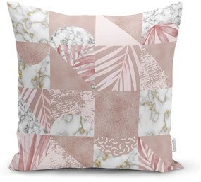 Set 4 fețe de pernă decorative Minimalist Cushion Covers Pink Leaves, 45 x 45 cm