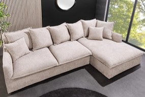 Canapea confortabila cu sezlong dreapta Heaven 255cm, boucle sampanie bej