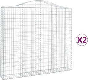 vidaXL Coșuri gabion arcuite 2 buc, 200x30x180/200cm, fier galvanizat