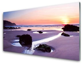 Tablou pe sticla Plaja Peisaj Purple