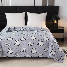 Cuvertura de pat cu model PANDA gri Dimensiune: 170 x 210 cm