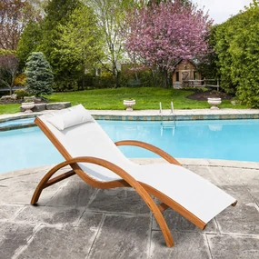 Sezlong Scaun Relax Outsunny, Lemn 165x72x70cm | Aosom RO