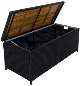 Cutie/banc de depozitare pentru grădină,negru/natural/crem, BEMUS
