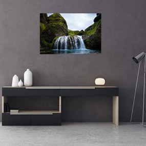 Tablou - Stânci cu cascadă (90x60 cm)