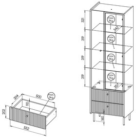 Vitrină Phelan P3 (Nuc warmia + Negru). 1062533