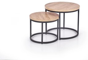 Set 2 buc. măsuțe de cafea Ozell (stejar san remo + negru). 1039434