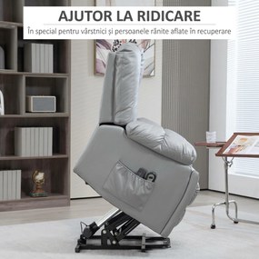 HOMCOM  Scaun Electric Rabatabil cu 8 Puncte de Masaj și Telecomandă, Fotoliu Modern din Microfibră, 94x96x106 cm, Gri | Aosom Romania