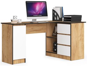 Masă PC de colț Bevin (Stejar craft + Alb) (D). 1070976