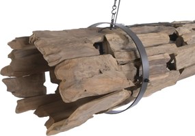 Lustră suspendată din rădăcină de tec reciclat și metal, maro, cu 3 brațe, finisaj natural, 33 x 180 x 33 cm, „Noyon”