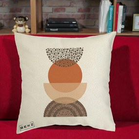 Perna Decorativa Boho Stiva Forme Punctate Terracotta, 40x40 cm, Ecru, Husa Detasabila, Perna Inclusa, BEKZ®