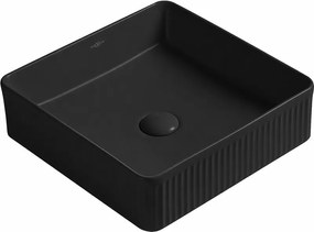 Mexen Grovo lavoar pe blat canelat 37 x 37 cm, negru mat - 22303785